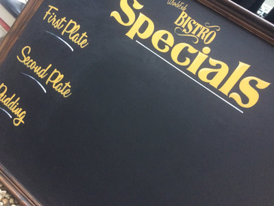 Hand Painted 'Chalk Board' Artwork 1920's type and style for Jazz Influenced Bar & Restaurant in Loughborough